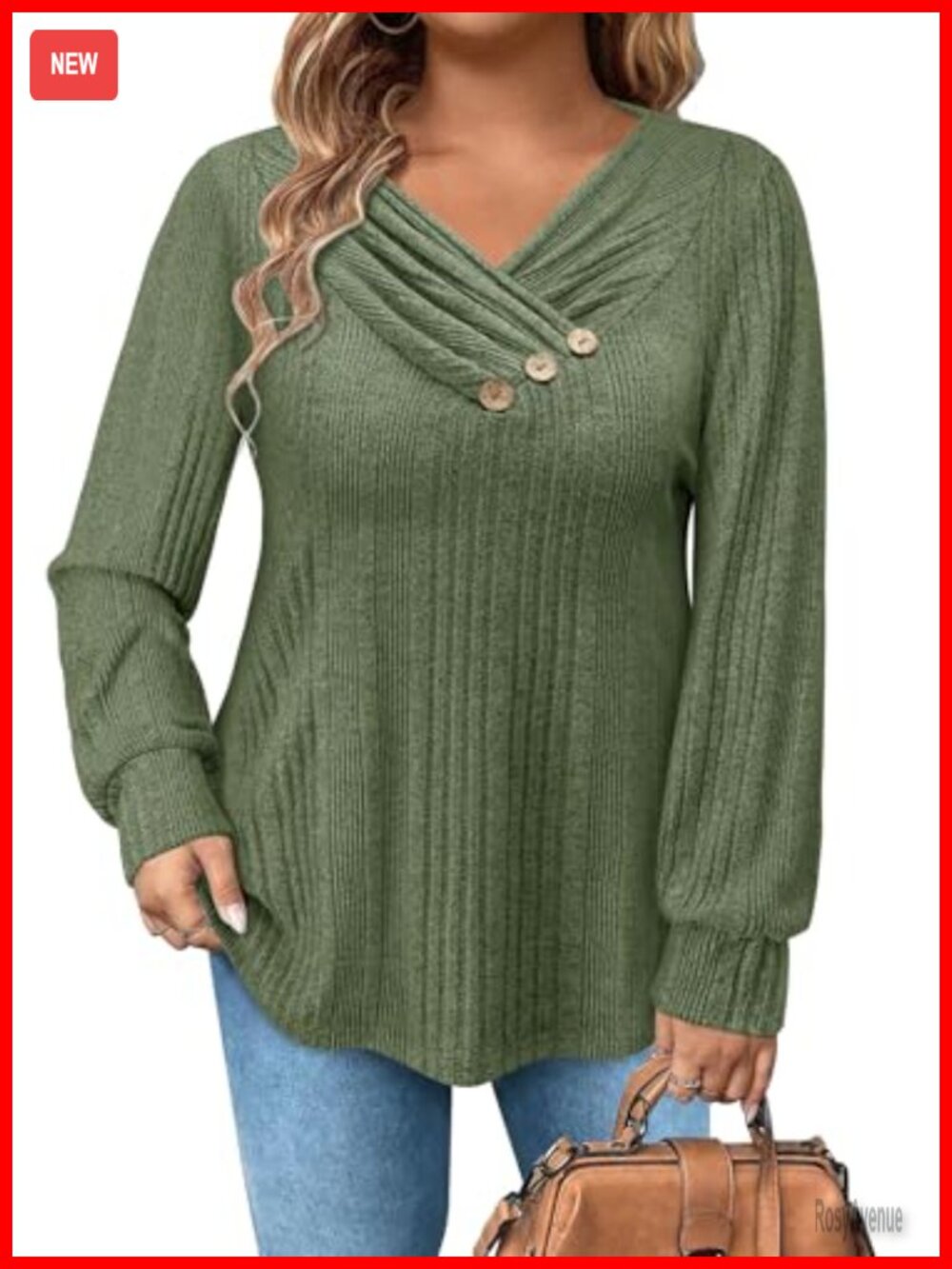 Plus Size V-Neck Knit Tunic Sweater Long Sleeve Pullover